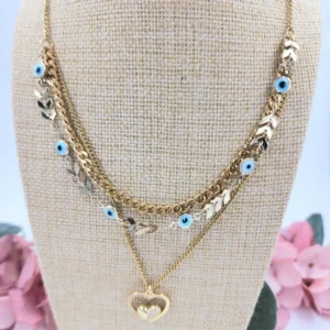 collar acero triple dorado