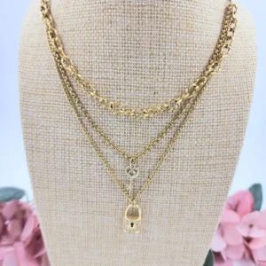 collar acero triple dorado