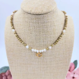Collar acero y cristal camel