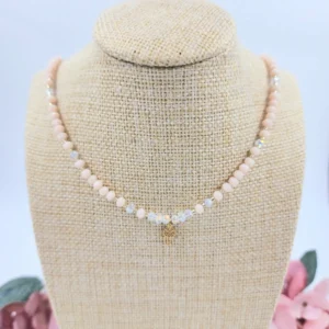 Collar acero y cristal piel