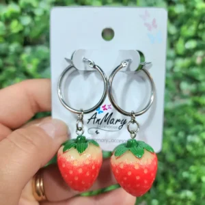 aro argolla frutilla