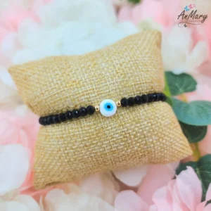 pulsera protección negra ojo turco baño de oro