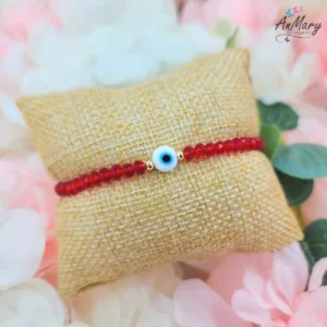 pulsera protección roja ojo turco baño de oro