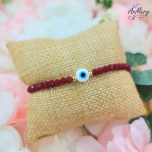 pulsera protección roja ojo turco baño de oro