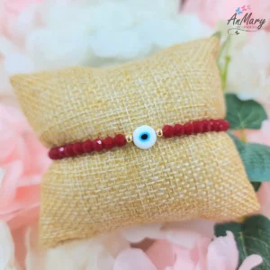 pulsera protección roja ojo turco baño de oro