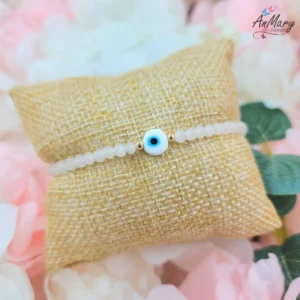 pulsera protección blanco ojo turco baño de oro
