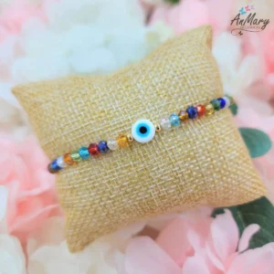 pulsera protección colores ojo turco baño de oro