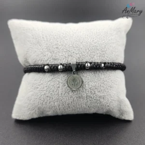 Pulsera hombre San Benito colgante en acero quirúrgico