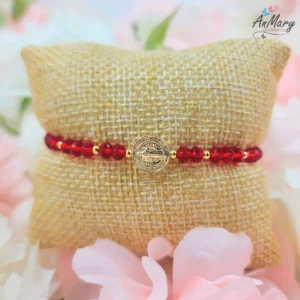 pulsera protección roja san benito baño de oro