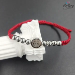 pulsera protección roja acero san benito hombre