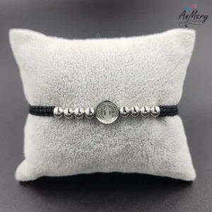 pulsera protección negra acero quirurgico san benito hombre