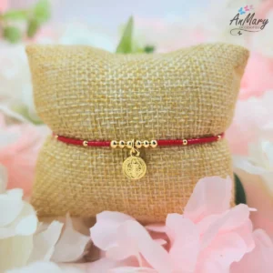 pulsera protección roja san benito baño de oro