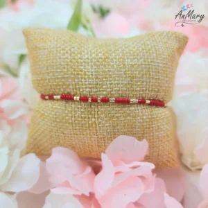 pulsera protección miyuki roja baño de oro