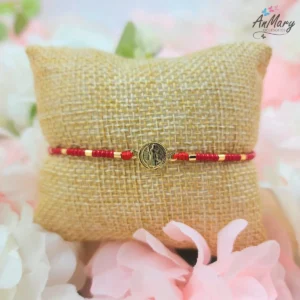 pulsera protección roja san benito baño de oro