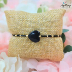 pulsera protección corazon onix