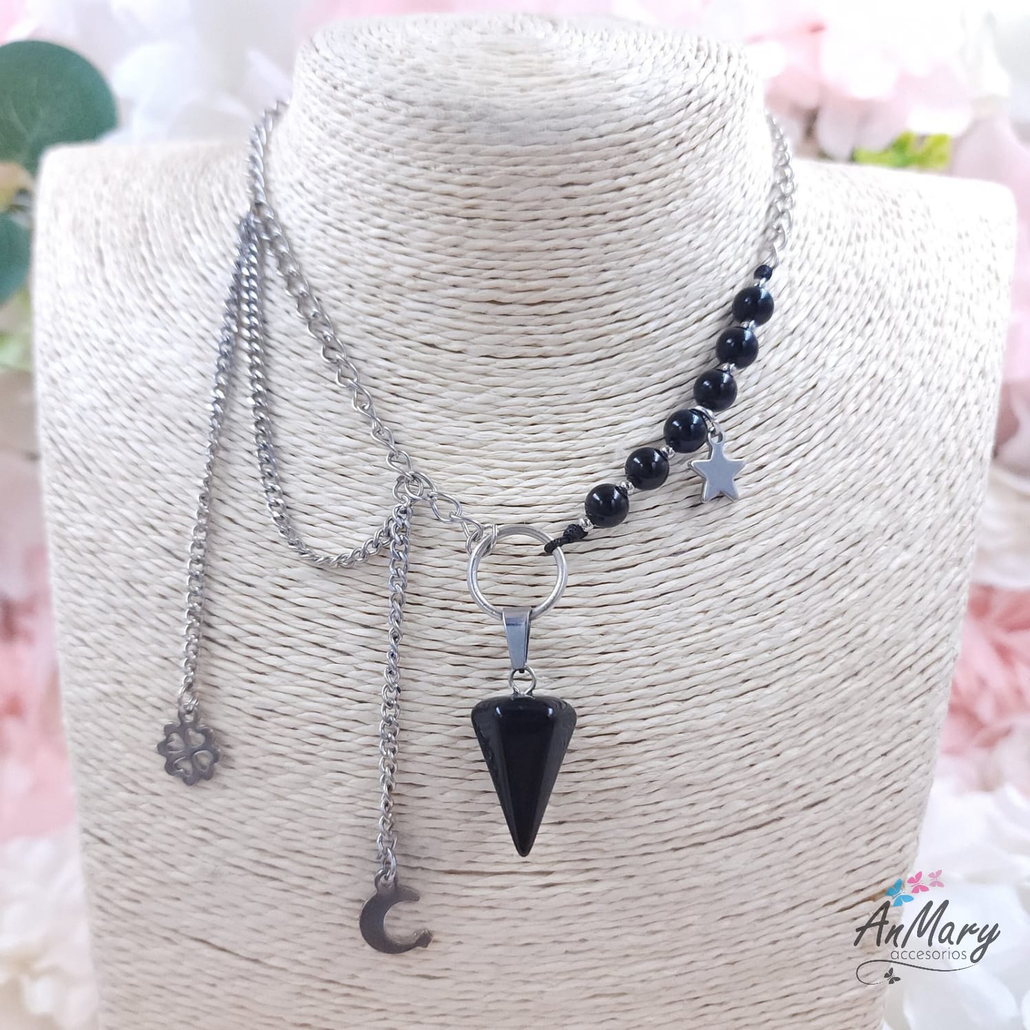 Collares piedra acero hecho a mano